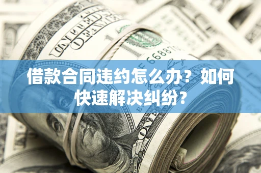 武汉借款合同违约怎么办？如何快速解决纠纷？
